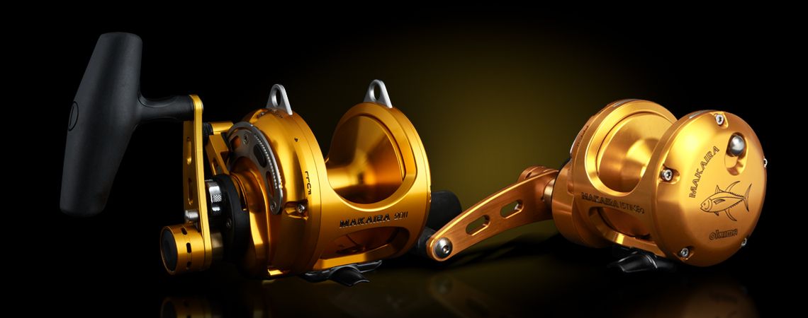 Makaira Lever Drag Reel - Okuma Makaira Lever Drag Reel-Perfect for big game fisheries-Carbonite Dual Force drag system-Machined Rigid Frame-Two speed gearing systems